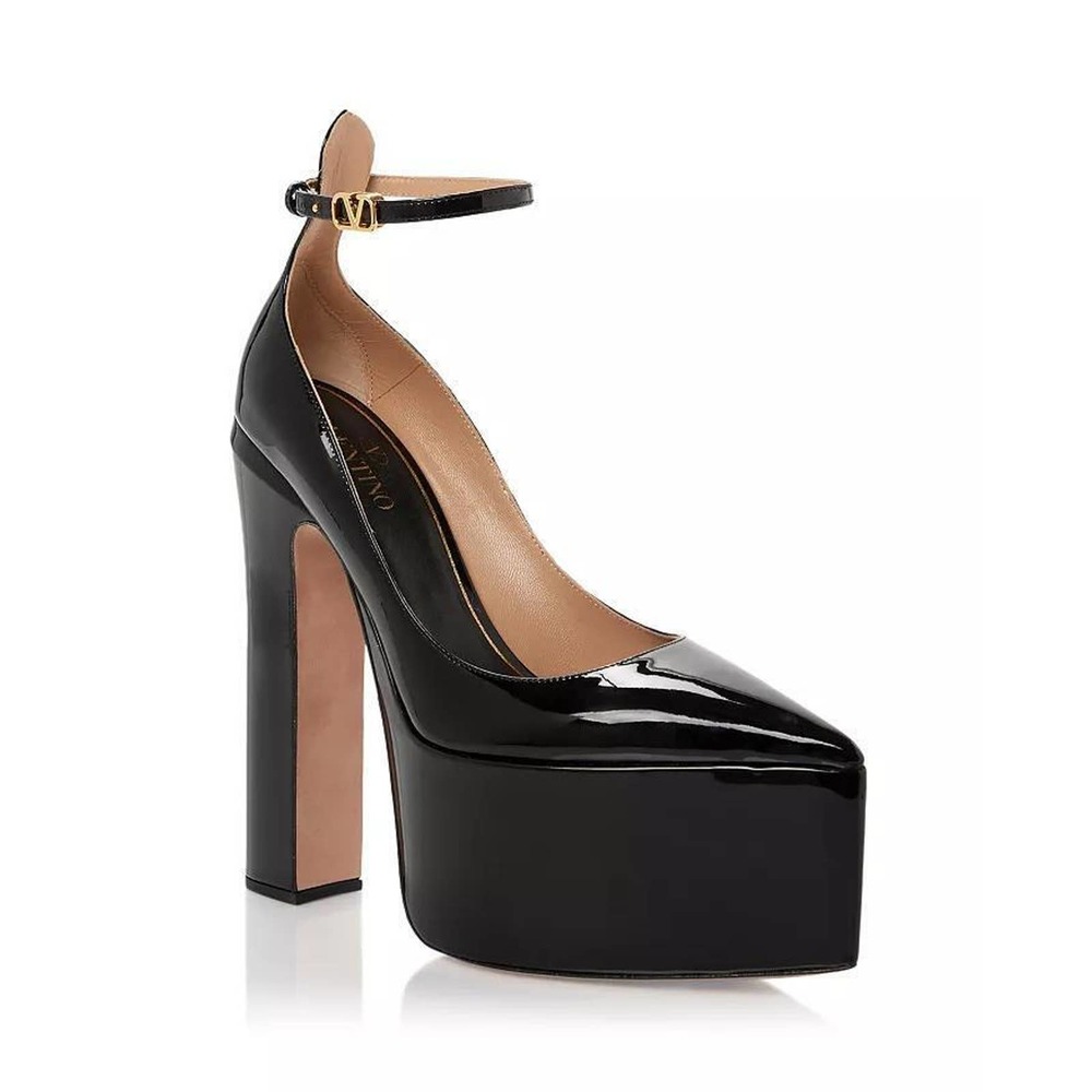 Valentino Garavani Women's Tan Platform Pointed Toe Pump No Nero EUR 39.5 US 9.5